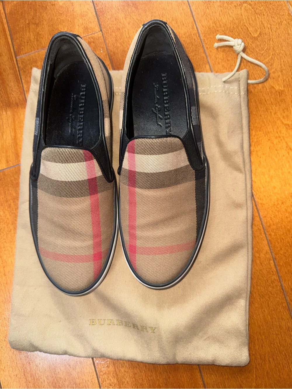Burberry Tan and Brown Check Slip-On Loafer